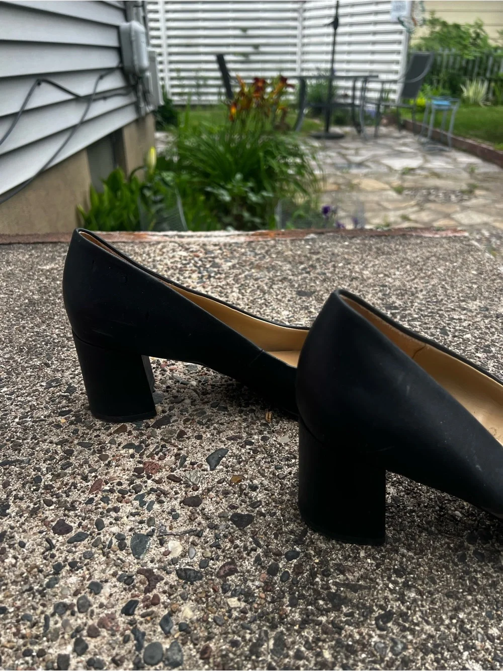 Naturalizer Black Square Toe Leather Pumps